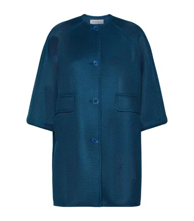 Max Mara Jersey Mesh Jacket In Navy