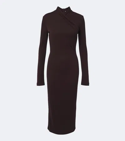 Max Mara Jersey Midi Dress In Brown