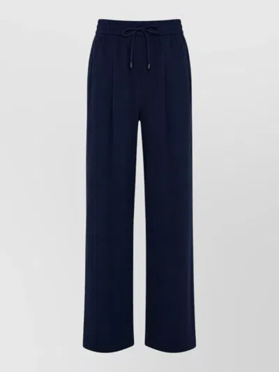 Max Mara Jersey Pleated Trousers Wide Leg Pockets In White