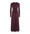 Max Mara Jersey Ruched Maxi Dress In Burgundy