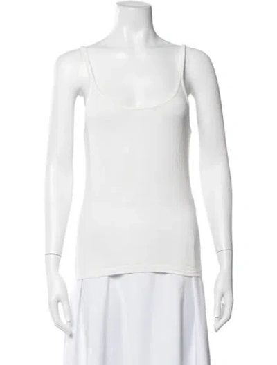 Pre-owned Max Mara Jersey Scoop Neck Top In White