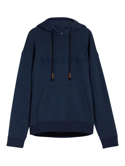 Max Mara Jersey Sweatshirt With Embroidery In Dark Blue