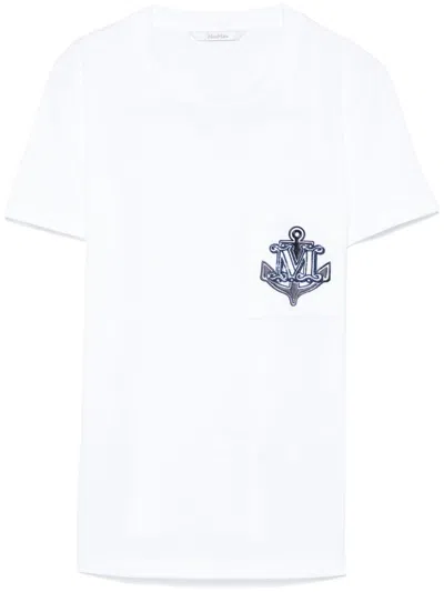 Max Mara Jersey T-shirt With Embroidery In White