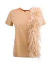 MAX MARA JERSEY T-SHIRT WITH FEATHERS