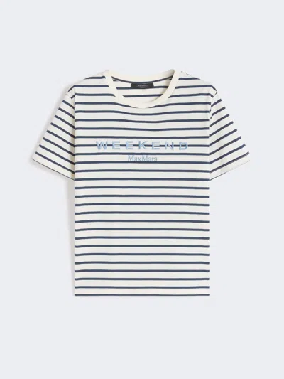 Max Mara Jersey T-shirt With Graphics In Blue