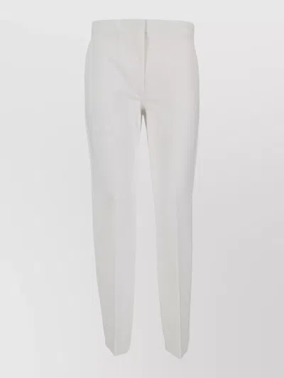 Max Mara Jersey Trousers Straight Leg Side Pockets In White