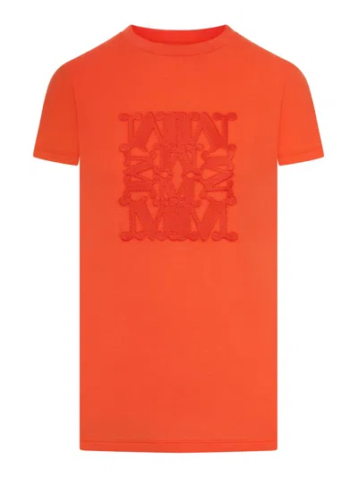 Max Mara Jersey T-shirt With Embroidered Logo In Orange