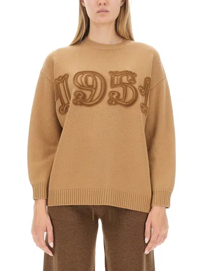 Max Mara Logo Knitwear Oversize Fit In Brown