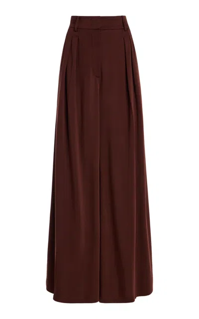 Max Mara Jersey Wool Wide-leg Pants In Brown