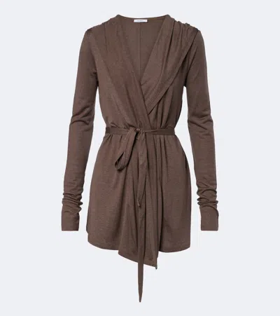 Max Mara Jersey Wrap Cardigan In Brown