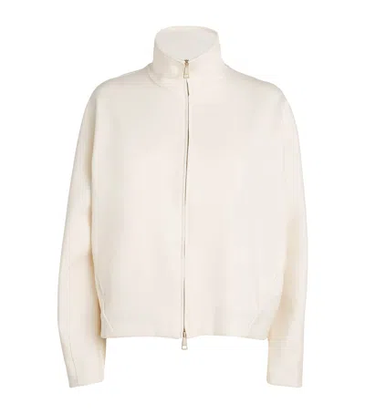 Max Mara Jersey Zip-up Jacket In White