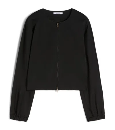 Max Mara Jersey Zip-up Jacket In Black
