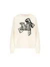 Max Mara Crew Neck Wool Cashmere Sweater With Graphic Detail