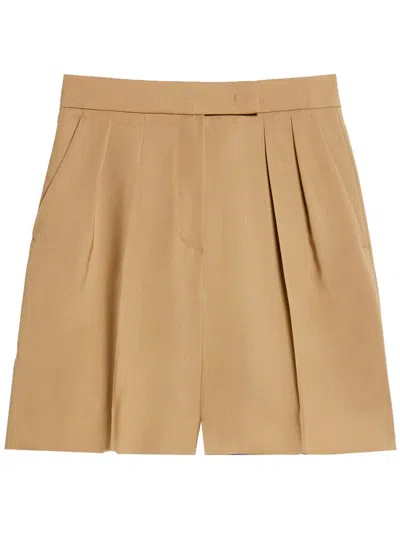Max Mara Camel Brown Zic Shorts In Beige