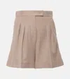 Max Mara Jessica High-rise Cotton Shorts In Beige