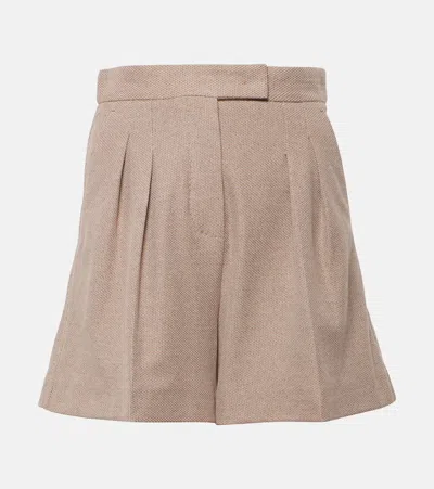 Max Mara Jessica High-rise Cotton Shorts In Beige