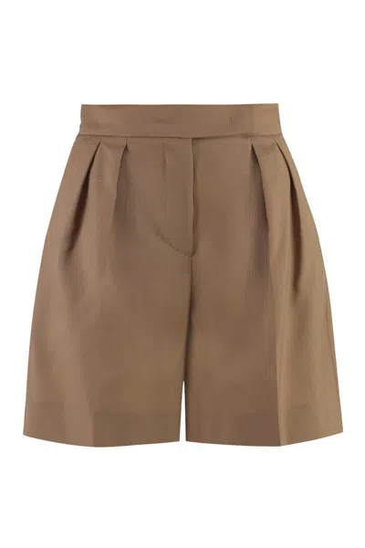 Max Mara Jessica Virgin Wool Shorts In Camel