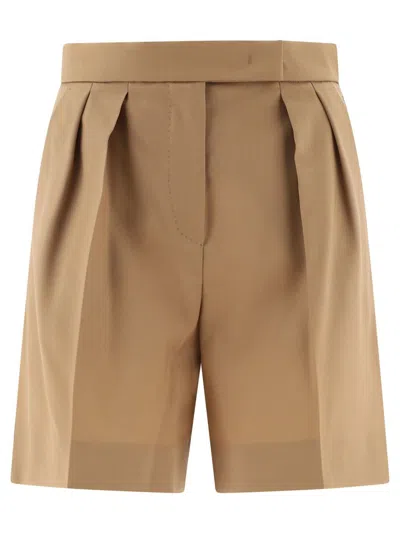 Max Mara Jessica Pleat Detailed Shorts In Beige