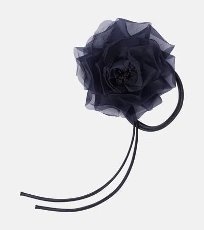 Max Mara Jessy Floral-appliqué Silk Brooch In Blue