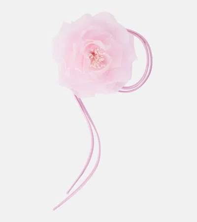 Max Mara Jessy Silk Brooch In Pink
