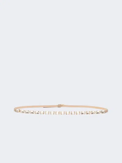 Max Mara Jewelled Nappa Leather Belt In Beige
