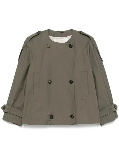 Max Mara Green Jim Trench Coat In Drip-free Twill