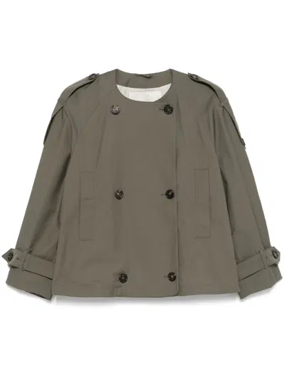 Max Mara Double-breasted Water-resistant Jacket With Oversized Design In Gray