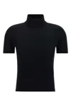 Max Mara Virgin Wool Short-sleeve Sweater In Black
