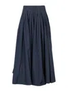Max Mara Taffeta Pleated Maxi Skirt In Blue