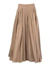 Max Mara Aloe Pleated Micro Faille Maxi Skirt In Neutral