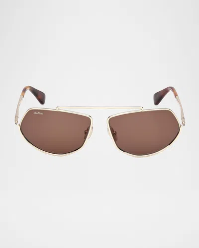 Max Mara Joey 60mm Metal Square Sunglasses In Brown