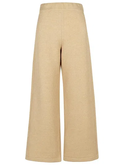 Max Mara Sand Cotton Blend Wide-leg Pant In Beige