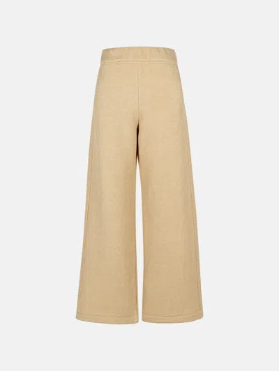 Max Mara 'jogger' Beige Cotton Blend Pants In Ivory