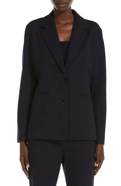 Max Mara Leisure Madera Cotton-blend Jersey Blazer In Navy