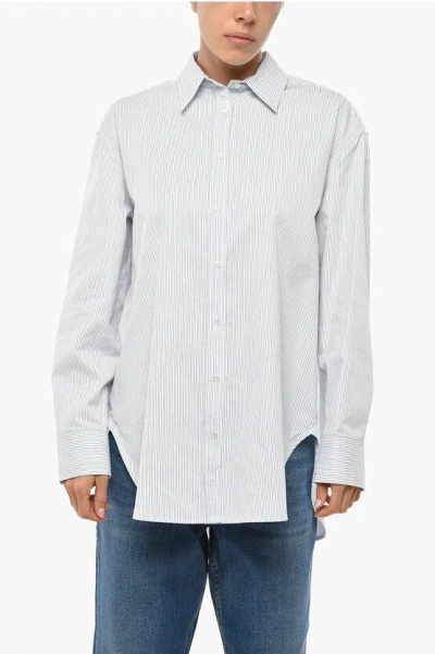 Max Mara Joy Road Weekend Hairline Patterned Mescal Cotton Shirt In Gray
