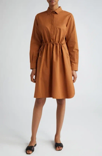 MAX MARA JUANITA CINCH WAIST LONG SLEEVE POPLIN SHIRTDRESS