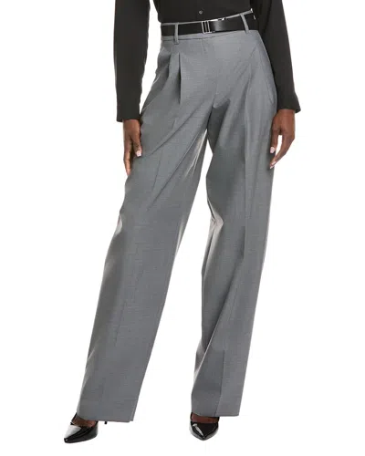 Max Mara Juanita Long Wool-blend Trouser In Gray