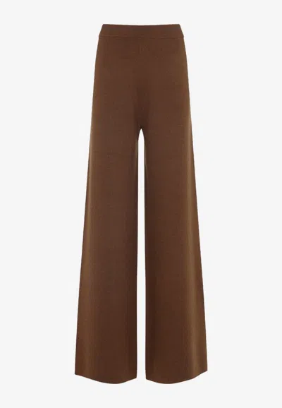 Max Mara Judy Knit Pants In Wool And Cashmere In Brown