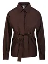 Max Mara Maxmara Women Affari - Linen And Silk Shirt With Belt In Brown