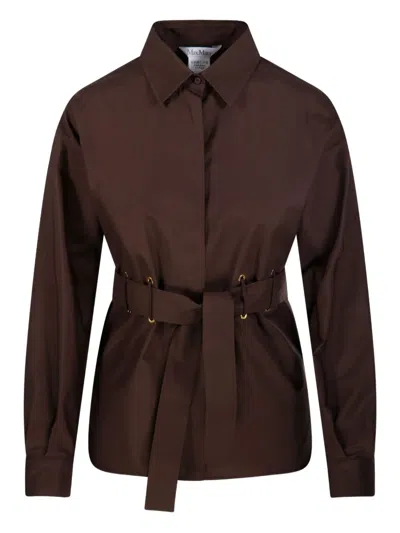 Max Mara Juglas Belted Shirt Jacket In Brown