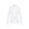 Max Mara Belted Button-up Long-sleeved Shirt In White