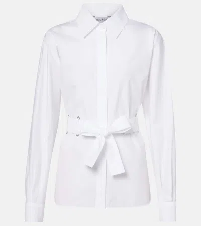 Max Mara Juglas Cotton Poplin Shirt With Belt In White