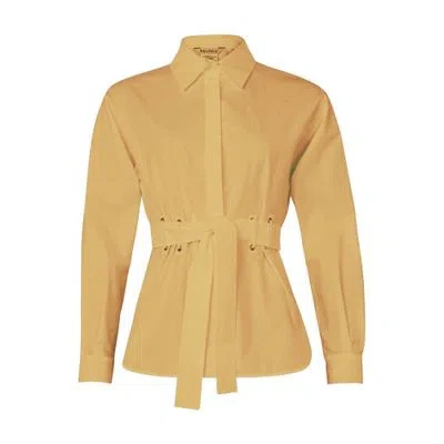 Max Mara Juglas Cotton Poplin Shirt With Belt In Brown