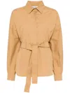 Max Mara Belted Button-up Long-sleeved Shirt In Brown
