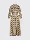 Max Mara Kaftan Dress With Lapel Collar And Belt In Animal Print