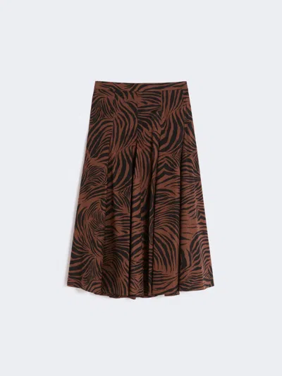 Max Mara Jupe En Popeline Imprimée In Brown
