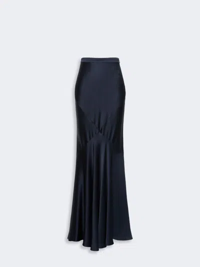 Max Mara Jupe Longue En Envers Satin In Blue