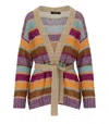 Max Mara Kabala Stripe Tie Waist Cardigan In Multicolor