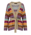 Max Mara Kabala Stripe Tie Waist Cardigan In Pink