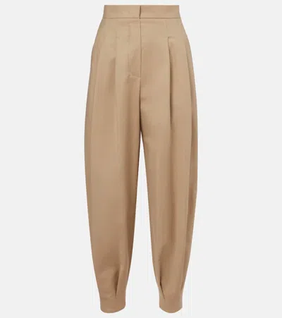 Max Mara Kabuki Cotton-blend Canvas Tapered Pants In Brown